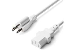 3 Feet, White - 3 Prong AC Power Cable for Computer, Medical, Server, & Desktop - 3 ft Three Prong Power Supply Cord - C13 Po