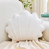VBGYA Seashell Throw Pillows Shell Shaped Pillow Sea Shell Decorative Pillows for Bed Aesthetic Room Decor Cute Sea Beach Plush Cushion (Ivory,13"x11")