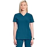 Cherokee Infinity Womens V-Neck Scrub Top Contemporary Fit, 2 Pockets, Rib-Knit Insert, Side Vents, 360° Stretch – CK865A