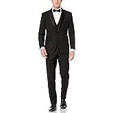 Adam Baker Men's 100% Wool Modern Fit Single Breasted Three Piece Tuxedo - Colors