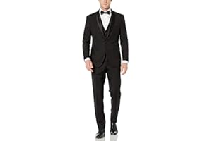 Adam Baker Men's 100% Wool Modern Fit Single Breasted Three Piece Tuxedo - Colors