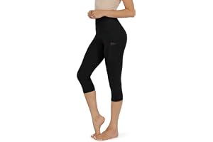 Blisset Women's High Waisted Capris With Pockets,Tummy Control Non See