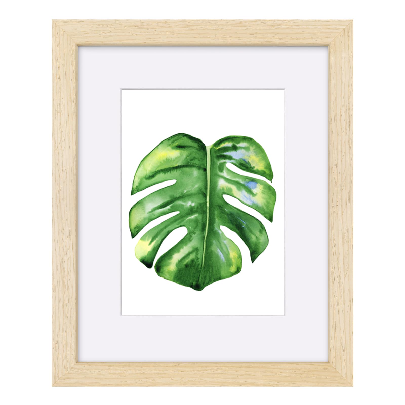 EGOFINE 10x8 Picture Frame,100% Solid Wood Frame with 7x5 Mat,10x8 Photo Frames with Acrylic Glass,20x25 cm Poster Frame for Tabletop and Wall Mounting,Natural Wood