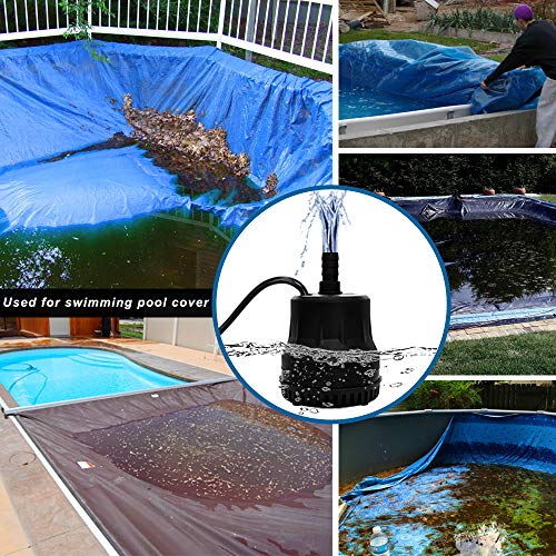 PULACO Swimming Pool Cover Pump (600 GPH 40W), Automatic Shut Off Function Above Ground Pool Drain Pump with 16 ft Power Cord and 16 Foot Tubing
