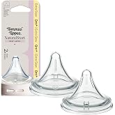 Tommee Tippee Natural Start Deep Latch Triangular Nipples for Newborns | Extra Slow Flow, Deep Latch Design, Soft Silicone, Pack of 2