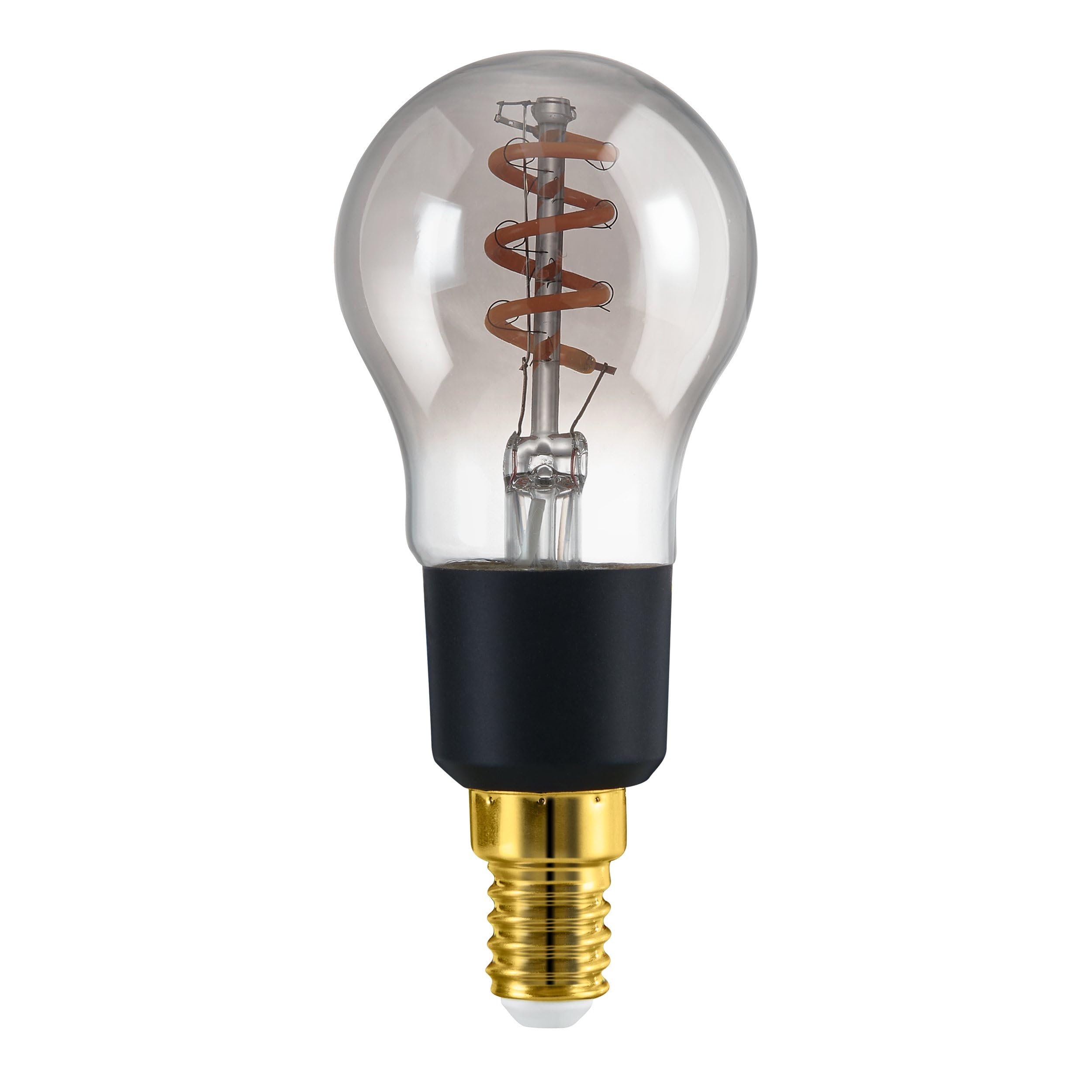 Eglo connect.z Smart-Home LED decorative light bulb E14, P45, ZigBee, app and Alexa voice control, dimmable, warm white, 4 watt, vintage lightbulb smoked glass, black