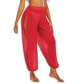 American Trends Womens Swimsuits Cover Up Pants for Women Ruffle High Waist Swimwear Pants Sheer Beach Bikini Bottoms