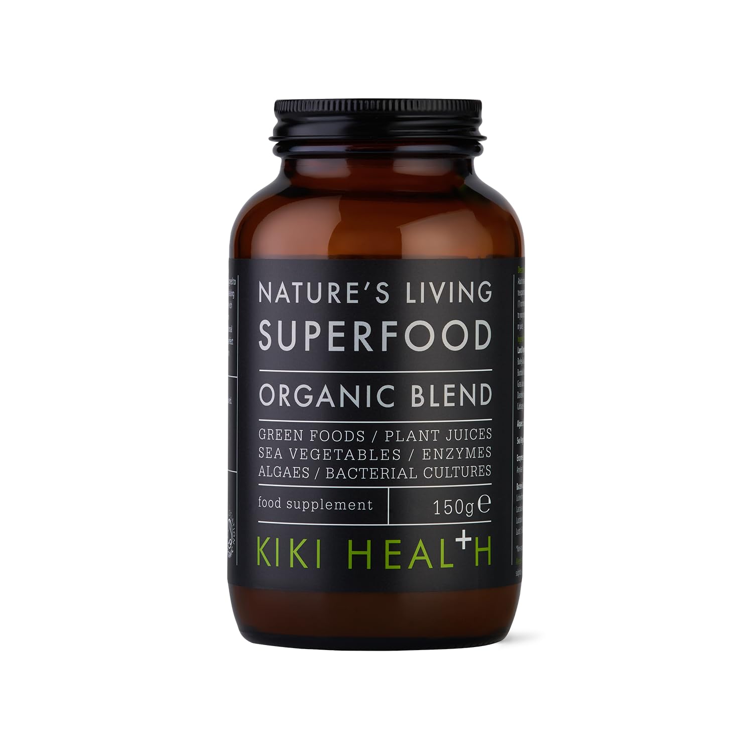 KIKI Health Nature's Living Superfood Powder - Immune System Support Blend of Raw Green Foods & Plant Juices - Contains 36 Alkalising Ingredients -Gluten Free, Suitable for Vegetarians & Vegans 150g