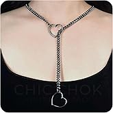 C CHIC CHOK YOUR BODY TALK Choker Necklace for Women - Heart O-ring Slip Chain Adjustable Lariat Y-Necklace