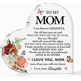 Mom Plaque,Mom Gifts from Daughter Son,Thank You Gifts for Mother Birthday Christmas Mother's Day,I am Grateful Forever Acrylic Heart Plaque A502