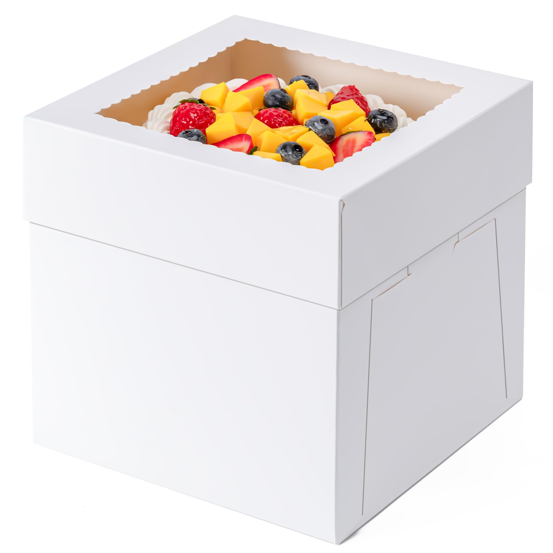 Photo 1 of 3 Pack Cake Boxes 10 Inch, 10x10x8 Inches Tall Cake Large Box, Disposable Cakes Transport Containers with Lids, Bakery Boxes with Large Window, for Cookies Pies Cupcakes Pastry-Wedding,Birthday, Party