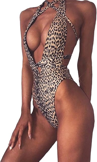 Leopard print one piece cut out swimsuit Clearance