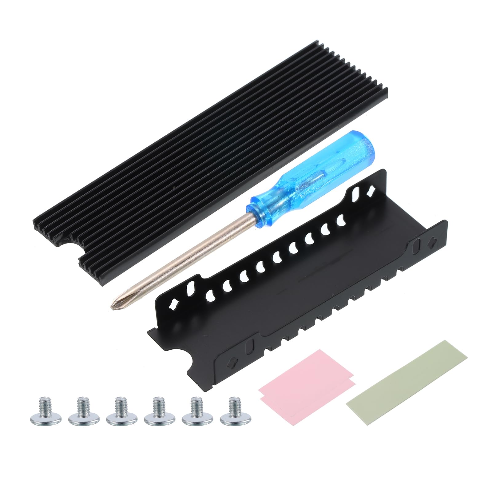 uxcell 1 Pack M.2 2280 NVME SSD Heatsink with Heat Sink Base,Silicone Thermal Pads,Screwdriver,Screws,75x22x7mm,Black