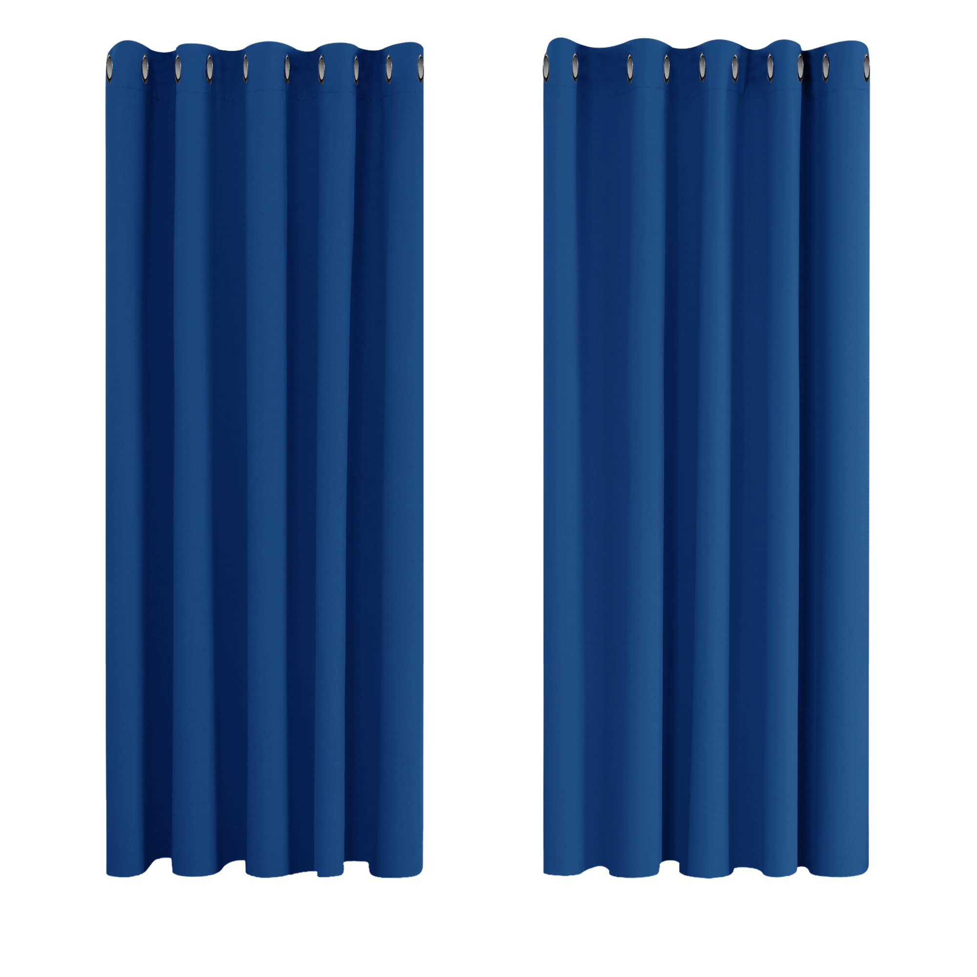 Deconovo Eyelet Curtains Blackout Thermal Insulated Ring Top Blackout Curtains for Livingroom 66 x 54 Inch Blue 2 Panels