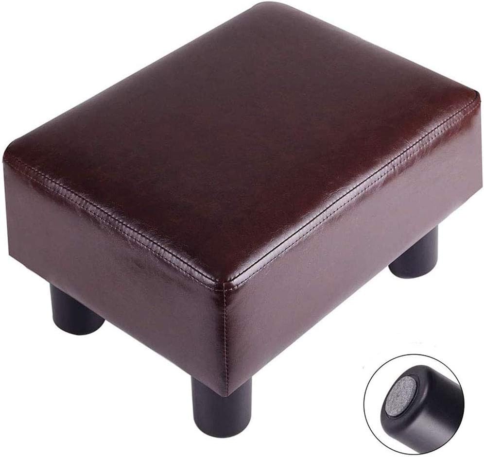 Amazon Com Footrest Small Ottoman Stool Pu Leather Modern Seat Chair Footstool Brown Kitchen Dining
