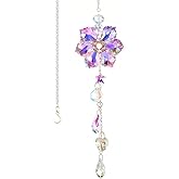 Crystal Flower Sun Catcher, Hanging Sunlight Catcher, Sun Catcher Crystals, Hanging Crystals for Decoration, Window Decoration, Birthday Gift (Pink)