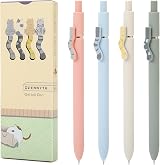 FIOVER 4PCS Cute Cat 0.5 mm Gel Pen Set Black Ink Quick Dry Press