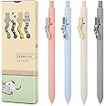 FIOVER Cat Pens,4Pcs 0.5mm Quick Dry Black Ink Fine Point Smooth Writing Pens, High-End Series Ballpoint for Journaling Note Taking, Cat Lover Gifts for Women