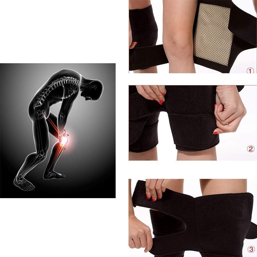 Clothsfab Magnetic Self-Heating Therapy Belt Strap for Leg Pain Arthritis ; Thigh Muscle Ache; Support for Knee Cap Protection (Set of 2)