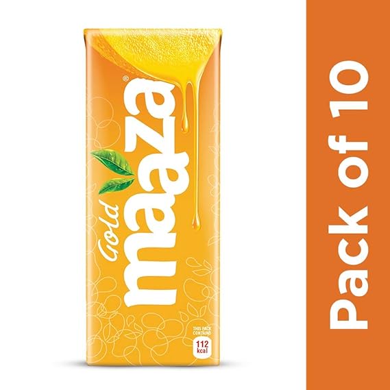 Maaza Gold Mango Fruit Drink, 200 ml Tetra Pack (Pack of 10)