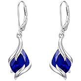 HPQQ Birthstone Earrings for Women 925 Sterling Silver Teardrop Dangle Earrings Fine Jewelry Anniversary Birthday Gifts for Her Wife Mom