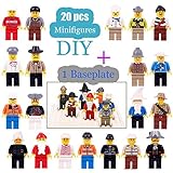 Minifigures Set - 20 Minifigures Toys Building Bricks Compatible Family Figures Mini People -Included Baseplate Bonus