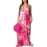 Women's Casual Floral Spaghetti Strap Maxi Dress with Pockets Floor Length Plus Size Sundresses