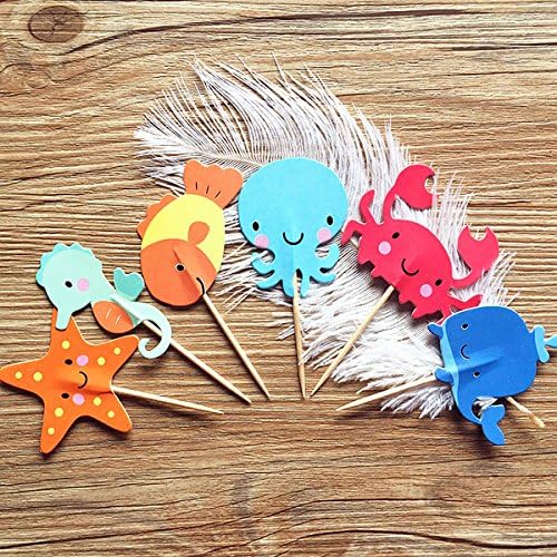 Value Pack- 24 Cupcake Toppers Picks- Various Themes (Sea Creatures)