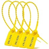 Leadseals(R) 1000 Plastic Tamper Seals, Zip Ties for Fire Extinguishers Pull Tite Security Tags Numbered Disposable Self-Locking Tie 250mm Length (Yellow)