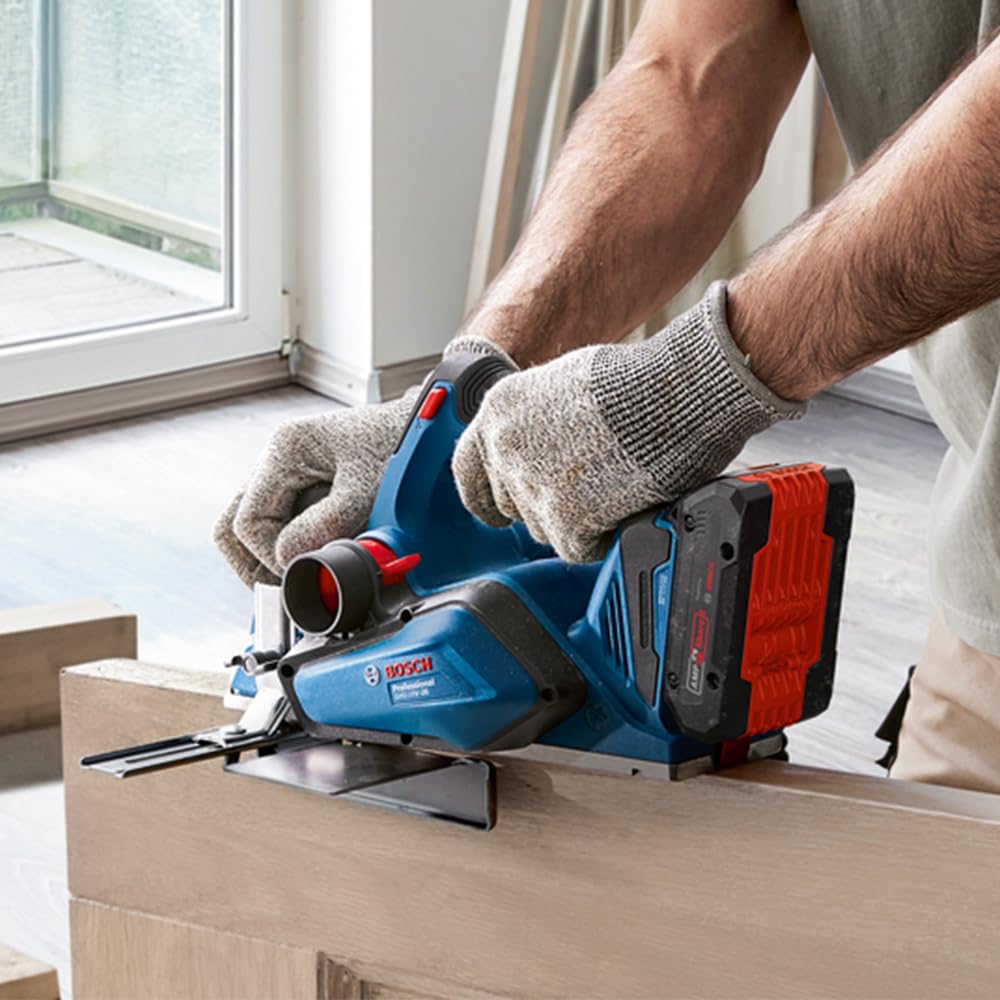 Bosch Professional 18V System Akku Hobel GHO 18V-26 (bürstenloser Motor, inkl. Staubbeutel, Parallelanschlag, 1x Wood Razor Wendemesser, L-BOXX, ohne Akku/ Ladegerät) 6