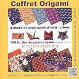 Coffret origami jaune : 4 modèles avec guide d'instructions, 200 feuilles de papier origami, 10 mot by 
