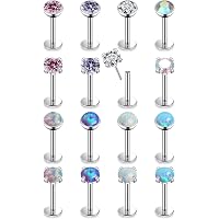 16G Surgical Steel Tragus Cartilage Earring Stud – Crystal Gem, 1.2mm