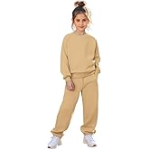 Yesfashion Girls 2 Piece Outfits Raglan Sleeve Sweatshirt and Sweatpants Fashion Tracksuits Sets, 4-13Y