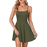 LYANER Women's Adjustable Spaghetti Straps Mini Dress Backless A Line Flowy Fit and Flare Cami Slip Short Dresses