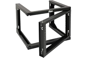 Tecmojo 6U Wall Mount Open Frame Network Rack, Swing Out Hinged Door 24 Inch Depth, Holds Network Servers and AV Equipment, Easy Rear Access to Equipment, Door Opens 180 Degrees from Either Side