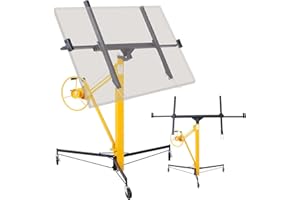 SPOWAY Drywall Lift 11FT, Sheetrock Lift 150LBS Heavy Duty Drywall Lift Panel with 360° Adjustable Telescopic Arm & 3 Lockable Wheels, Drywall Lifter for Home Improvement, Yellow
