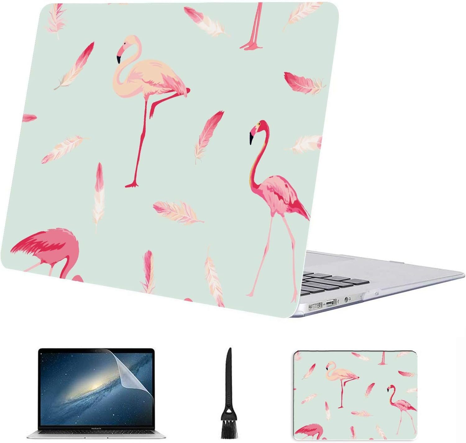 13 in Laptop Case Tropical Flamingo Animal Pink Color Plastic Hard Shell Compatible Mac Air 13