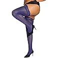 HONENNA Plus Size Thigh High Stockings, Semi Sheer Stay Up Lingerie Lace Top Pantyhose for Curvy Women