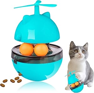 Melonva Whirlwind Lucky Cat Treat Dispenser Toy, Cat Food Puzzle with Balls Track, Funny IQ Kitten Toys Tumbler for Cat Exercise Interactive Indoor, Wobbly Cat Treat Ball