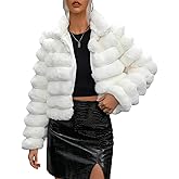 Yimoon Women's Fur Coat Fluffy Long Sleeve Lapel Cropped Faux Jackets Open Front Shaggy Coat Outerwear