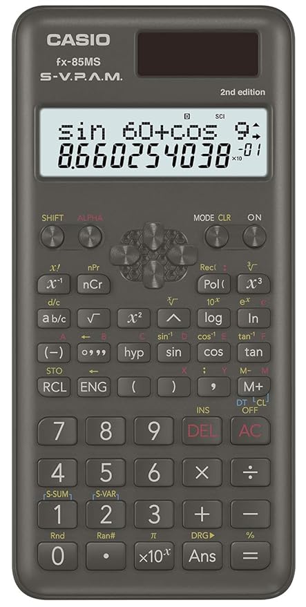 Casio FX-85MS-2 wissenschaftlicher Taschenrechner/Schulrechner zweizeilig mit 240 Funktionen, Solar/Batteriebetrieb