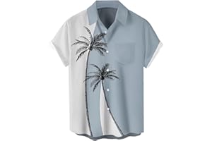 WHO IN SHOP Men's Short Sleeve Button Up Hawaiian Shirt 1950s Vintage Bowling Shirts