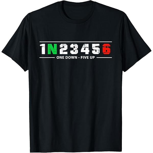 Amazon.com: 1N23456 1 Down 6 Up Motorcycle Shift Pattern T-Shirt