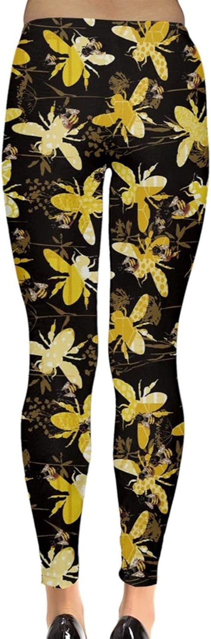 CowCow Womens Bee Butterflies Butterfly Honeycombs Insect Ladybugs Beetles Leggings, XS-5XL: Clothing