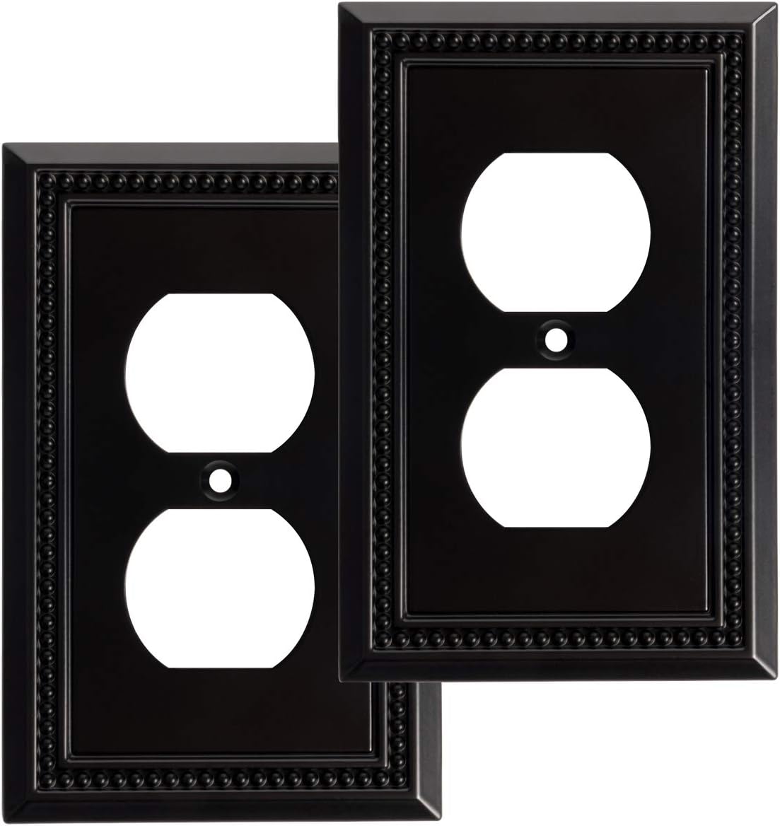 Harmon Designs Sunken Pearls Switch Plate/Wall Plate/Outlet Cover (Single Duplex 2PK, Matte Black) - - 