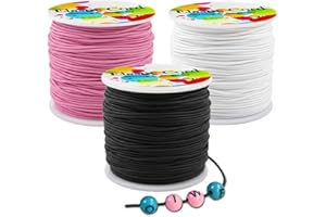 Ewparts Elastic String for Bracelet 3 Rolls 165 Yards of 1mm Elastic Cord for Jewelry Making Stretchy and Durable Stretchy St