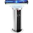 QBA Pop Up Outlet for Countertop, Pop up Electrical Outlets with 3 AC Outlets, 2 USB-A Ports, Wireless Charger, Recessed Hidden Power Outlet for Kitchen Island Conference (Silver Black)