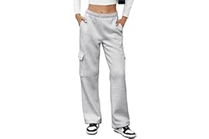 MOYEE Womens Fleece Cargo Sweatpants Casual Baggy High Waisted Joggers Pants with 4 Pockets