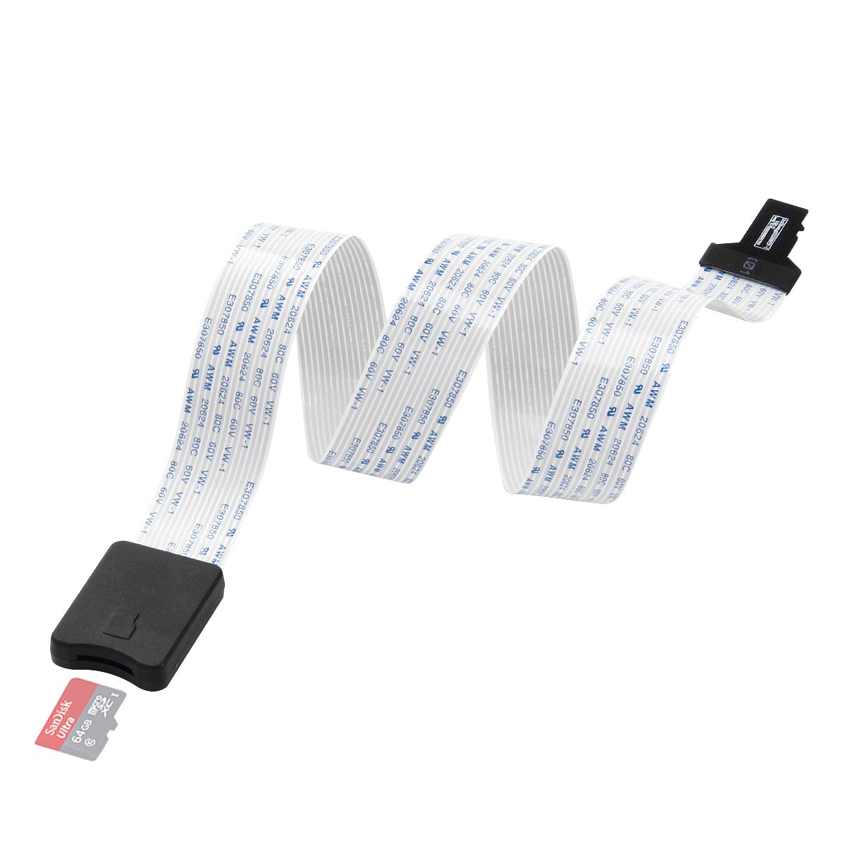 LANMU 48CM TF to Micro SD TF Flex Zip Extension Cable Memory Card