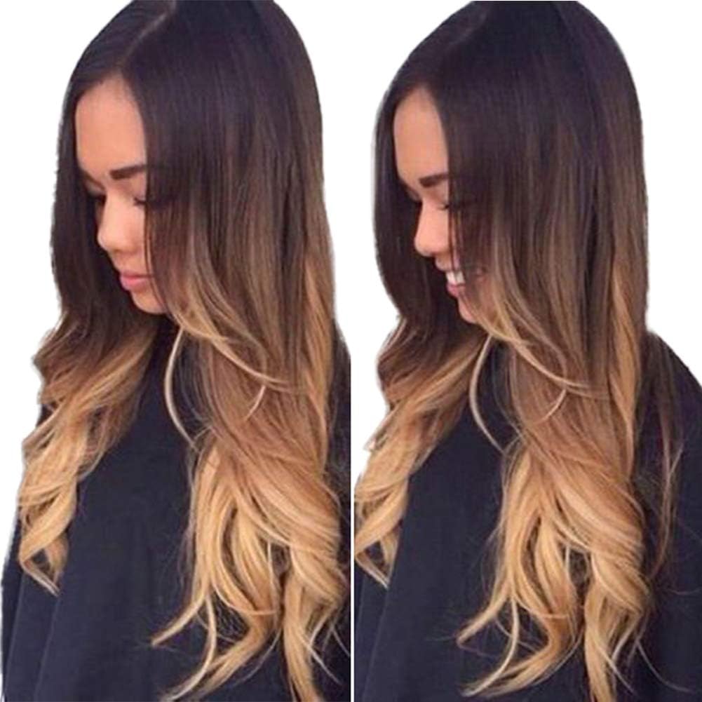 LjQQjDz Natural Women Wigs Sexy Lady Wig Gradient Color Natural Long Curly Synthetic Hair Front Lace Women Wig Hairpiece Natural Color Daily Dress Fashion Glamour Hairpiece